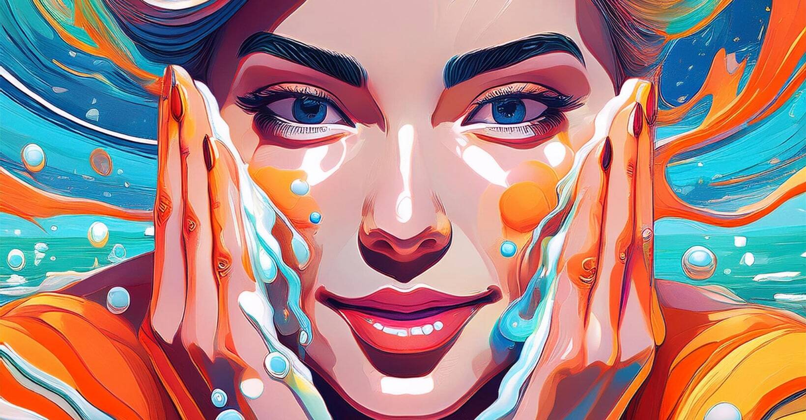 woman washing face